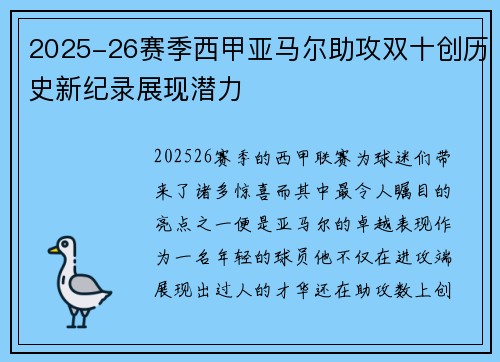 2025-26赛季西甲亚马尔助攻双十创历史新纪录展现潜力 2025-26赛季西甲亚马尔助攻双十创历史新纪录展现潜力